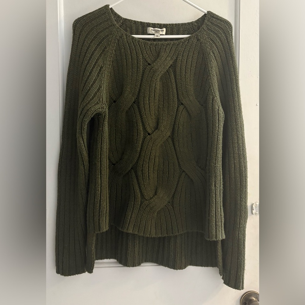 KF/KaufmanFranco Olive Cable Knit Sweater Acrylic/Wool Blend Size Medium
